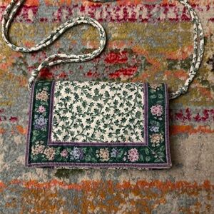 Vera Bradley Rare Vintage 90s Lilac Time Delft Crossbody Flapped Shoulder Purse